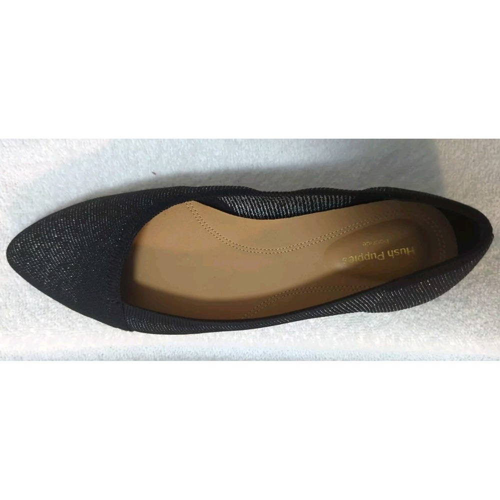 Hush Puppies Sadie Knit Asymmetric V Cut Shimmer Metallic Ballet Flats Womens 7 - Picture 11 of 11